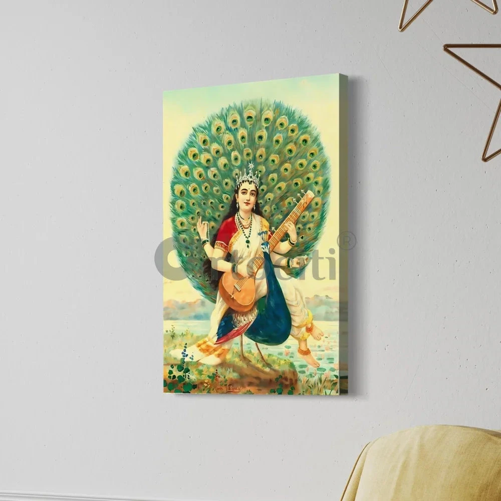 Goddess Saraswati Version 3 By Raja Ravi Varma Famous Canvas Painting(Goddess Saraswati Version 3 By Raja Ravi Varma Famous Canvas Painting) 6 Goddess Saraswati Version 3 By Raja Ravi Varma Famous Canvas Painting(Goddess Saraswati Version 3 By Raja Ravi Varma Famous Canvas Painting) - Image 4