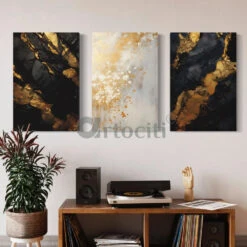 Golden-Black Abstract Canvas Trio Modern Abstract Canvas Painting(Elegance In Contrast Golden Black Marble Abstract Canvas Set Modern Abstract Canvas Painting) 19 Golden-Black Abstract Canvas Trio Modern Abstract Canvas Painting(Elegance In Contrast Golden Black Marble Abstract Canvas Set Modern Abstract Canvas Painting) -Artociti Sale Store golden black abstract canvas trio modern painting 18x12 inches design2 275