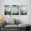 Golden Blue Canvas Trio Modern Abstract Canvas Painting(Modern Abstract Canvas Painting Set Of 3 Gallery Wrapped Ready To Hang) -Artociti Sale Store golden blue canvas trio modern abstract painting 24x16 inches 158