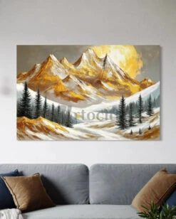 Golden Sunset In The Mountains By Alison Frank Modern Abstract Canvas Painting(Golden Sunset In The Mountains By Alison Frank Modern Abstract Canvas Painting)