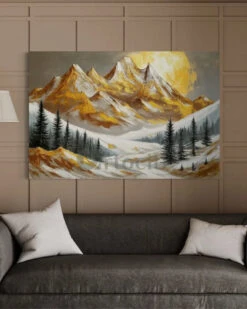 Artociti Sale Store -Artociti Sale Store golden sunset in the mountains by alison frank modern abstract canvas painting 24x16 inch 303