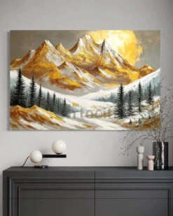 Golden Sunset In The Mountains By Alison Frank Modern Abstract Canvas Painting(Golden Sunset In The Mountains By Alison Frank Modern Abstract Canvas Painting) -Artociti Sale Store golden sunset in the mountains by alison frank modern abstract canvas painting 30x20 inch 803