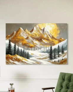 Golden Sunset In The Mountains By Alison Frank Modern Abstract Canvas Painting(Golden Sunset In The Mountains By Alison Frank Modern Abstract Canvas Painting) -Artociti Sale Store golden sunset in the mountains by alison frank modern abstract canvas painting 505