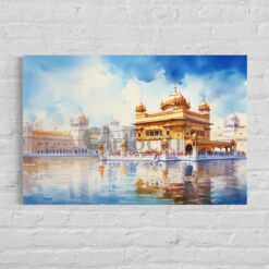 Golden Temple Watercolor Canvas Prints (24x16 & 30x20 Inches)(Sacred Serenity Golden Temple Watercolor Canvas Prints In Size 24x16 And 30x20 Inches) -Artociti Sale Store golden temple watercolor canvas prints 24x16 30x20 inches wall art 359
