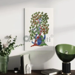 Gond Art Bliss: Bird Of Life Canvas Giclee Print(Gond Art Bliss Bird Of Life Canvas Giclee Print A Symphony Of Nature Bird Sitting In Tree) -Artociti Sale Store gond art bliss bird of life canvas giclee print 893