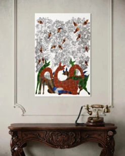 Gond Art: Serenity Of Forest High Quality Giclee Print(Enchanting Gond Art Serenity Of Forest High Quality Giclee Print Gallary Wrapped)