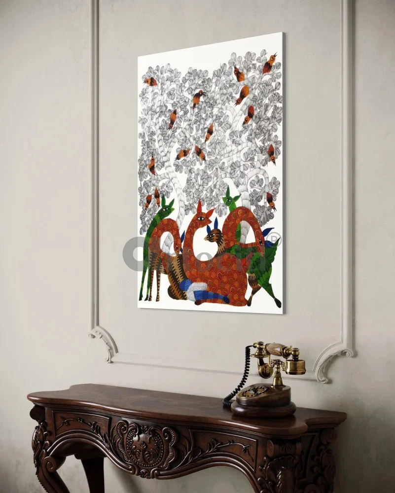 Gond Art: Serenity Of Forest High Quality Giclee Print(Enchanting Gond Art Serenity Of Forest High Quality Giclee Print Gallary Wrapped) 5 Gond Art: Serenity Of Forest High Quality Giclee Print(Enchanting Gond Art Serenity Of Forest High Quality Giclee Print Gallary Wrapped) - Image 3