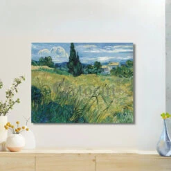 Green Wheat Fields With Cypress By Vincent Van Gogh Canvas Painting(By Vincent Van Gogh Large Size 28x22 Inches Canvas Painting High Quality Giclee Print Ready To Hang)
