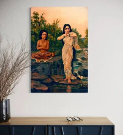 Heavenly Beauty Ramba Tries To Distract Sukar By Raja Ravi Varma Famous Canvas Painting(Heavenly Beauty Ramba Tries To Distract Sukar By Raja Ravi Varma Famous Canvas Painting) -Artociti Sale Store heavenly beauty ramba tries to distract sukar by raja ravi varma famous canvas painting verma 319