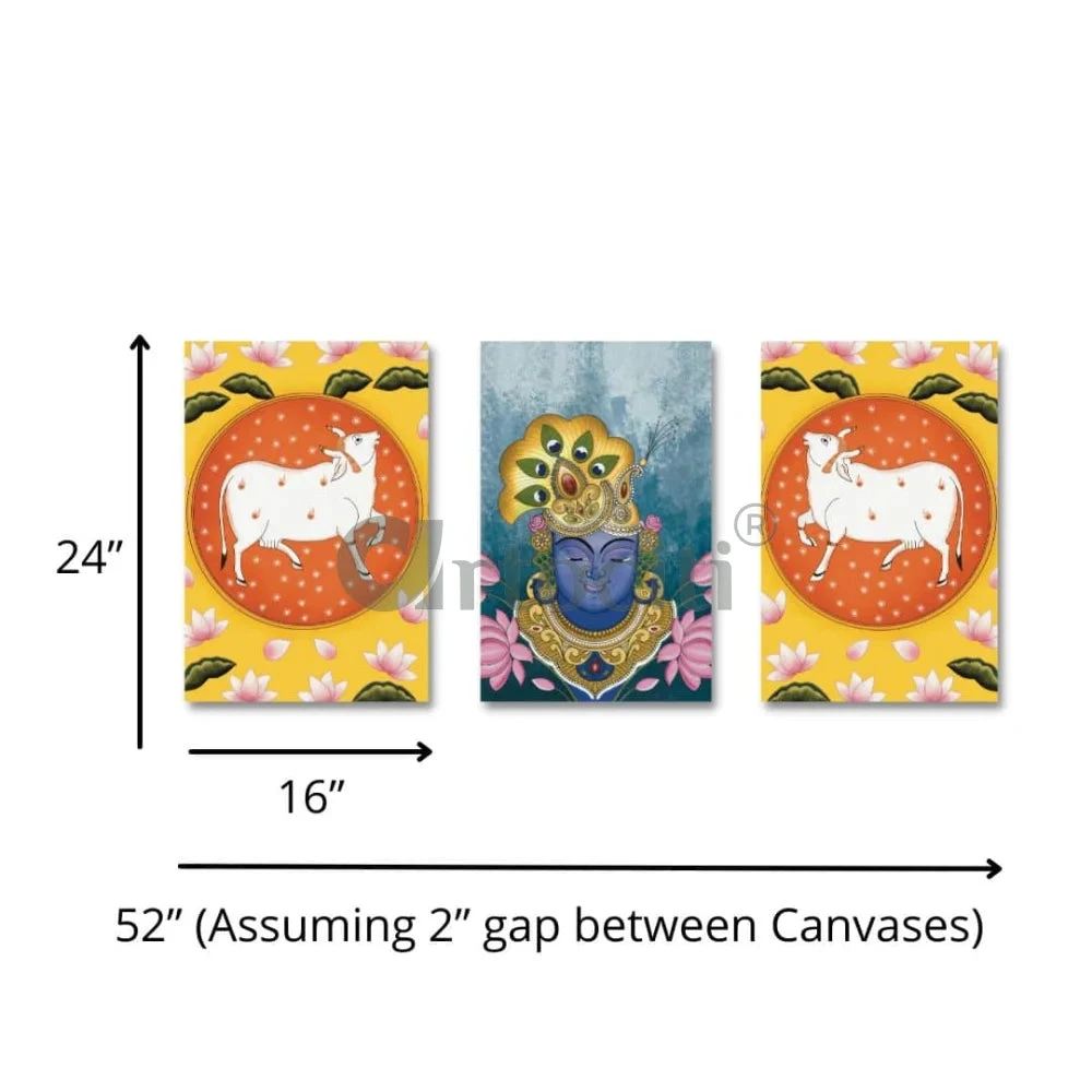 Indian Colourful Shreenath Ji Pichwai Painting (Set Of 3) High Quality Giclee Print(Shreenath Ji Pichwai Painting Gp Pic 03) 8 Indian Colourful Shreenath Ji Pichwai Painting (Set Of 3) High Quality Giclee Print(Shreenath Ji Pichwai Painting Gp Pic 03) - Image 7