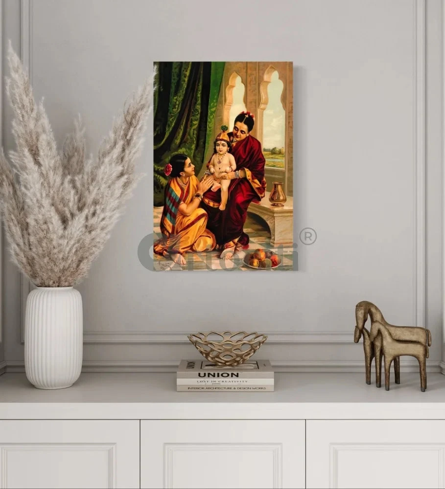 Infant Krishna With Yashoda By Raja Ravi Varma Famous Canvas Painting(Infant Krishna Sitting On Yashodas Lap Raja Ravi Varma Famous Canvas Painting) 4 Infant Krishna With Yashoda By Raja Ravi Varma Famous Canvas Painting(Infant Krishna Sitting On Yashodas Lap Raja Ravi Varma Famous Canvas Painting) - Image 2
