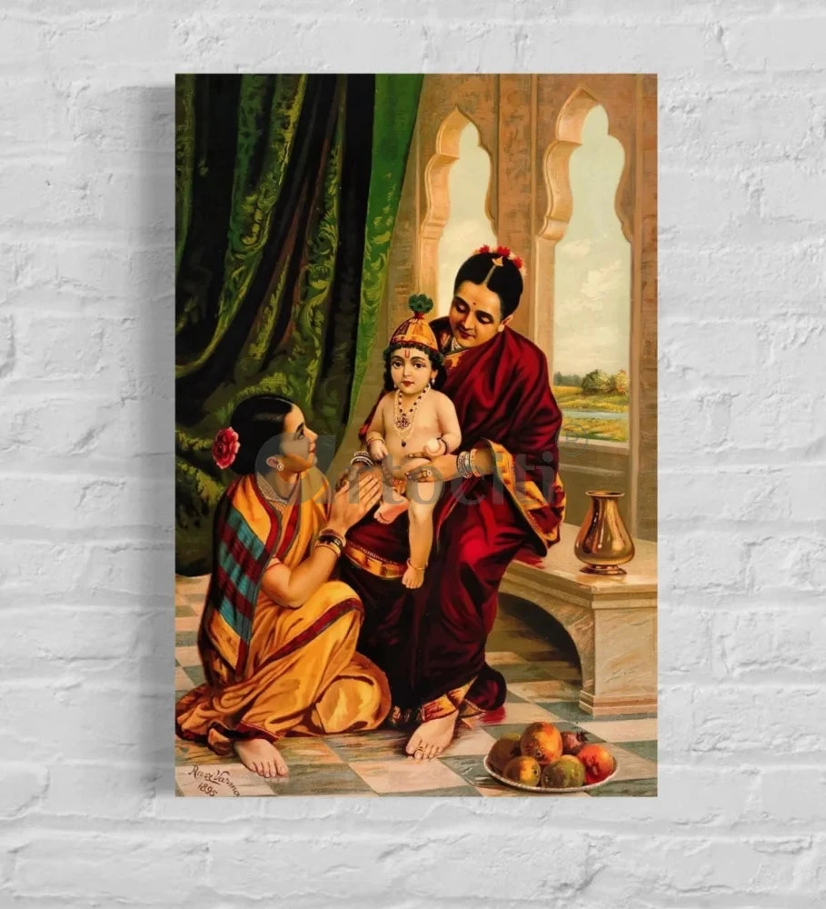 Infant Krishna With Yashoda By Raja Ravi Varma Famous Canvas Painting(Infant Krishna Sitting On Yashodas Lap Raja Ravi Varma Famous Canvas Painting) 3 Infant Krishna With Yashoda By Raja Ravi Varma Famous Canvas Painting(Infant Krishna Sitting On Yashodas Lap Raja Ravi Varma Famous Canvas Painting)