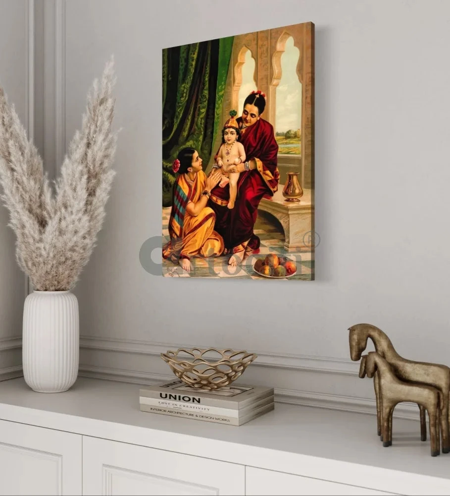 Infant Krishna With Yashoda By Raja Ravi Varma Famous Canvas Painting(Infant Krishna Sitting On Yashodas Lap Raja Ravi Varma Famous Canvas Painting) 5 Infant Krishna With Yashoda By Raja Ravi Varma Famous Canvas Painting(Infant Krishna Sitting On Yashodas Lap Raja Ravi Varma Famous Canvas Painting) - Image 3