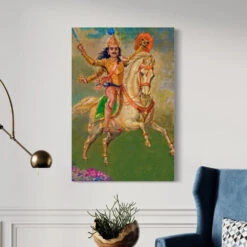 Kalki Avatar By Raja Ravi Varma Famous Canvas Painting(Kalki Avatar By Raja Ravi Varma Famous Canvas Painting Vishnu Ji) -Artociti Sale Store kalki avatar by raja ravi varma famous canvas painting 24x16 inch 935