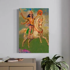 Kalki Avatar By Raja Ravi Varma Famous Canvas Painting(Kalki Avatar By Raja Ravi Varma Famous Canvas Painting Vishnu Ji)