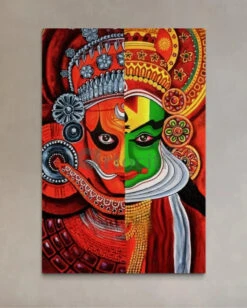 Kathakali Classical Indian Dance-drama From Kerala Mural Canvas Painting | Dual Kathakali Faces(Kathakali Classical Indian Dance Drama From Kerala Mural Canvas Painting Dual Kathakali Faces) 11 Kathakali Classical Indian Dance-drama From Kerala Mural Canvas Painting | Dual Kathakali Faces(Kathakali Classical Indian Dance Drama From Kerala Mural Canvas Painting Dual Kathakali Faces) -Artociti Sale Store kathakali classical indian dance drama from kerala mural canvas painting dual faces 30x20 inch 755