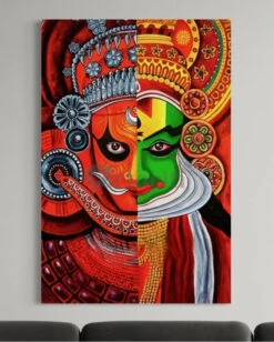 Kathakali Classical Indian Dance-drama From Kerala Mural Canvas Painting | Dual Kathakali Faces(Kathakali Classical Indian Dance Drama From Kerala Mural Canvas Painting Dual Kathakali Faces) 12 Kathakali Classical Indian Dance-drama From Kerala Mural Canvas Painting | Dual Kathakali Faces(Kathakali Classical Indian Dance Drama From Kerala Mural Canvas Painting Dual Kathakali Faces) -Artociti Sale Store kathakali classical indian dance drama from kerala mural canvas painting dual faces 48x32 inch 726
