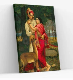 King Dushyanta Proposing To Shakuntala - By Raja Ravi Varma Canvas Painting(King Dushyanta Proposing Marriage With A Ring To Shakuntala By Raja Ravi Varma Famous Canvas Painting) -Artociti Sale Store king dushyanta proposing to shakuntala by raja ravi varma canvas painting 30x20 inches verma 231