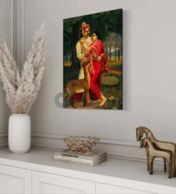 King Dushyanta Proposing To Shakuntala - By Raja Ravi Varma Canvas Painting(King Dushyanta Proposing Marriage With A Ring To Shakuntala By Raja Ravi Varma Famous Canvas Painting) -Artociti Sale Store king dushyanta proposing to shakuntala by raja ravi varma canvas painting verma 644