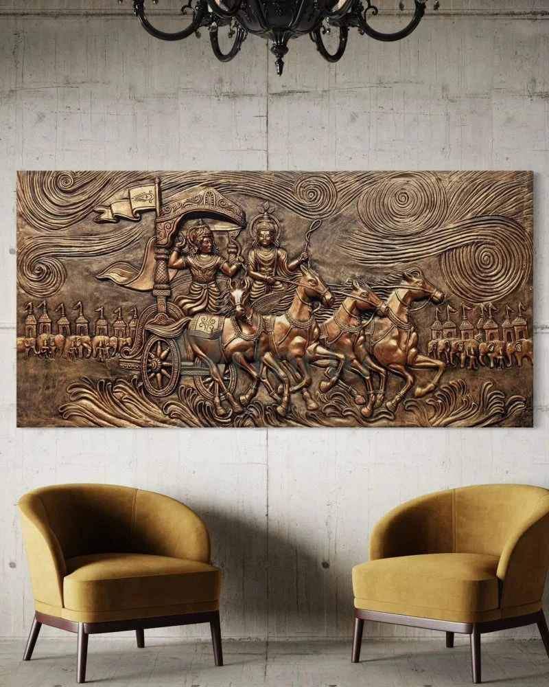 Krishna Arjuna Rath Mahabharat 3D Relief Mural Wall Art(Krishna Arjuna Rath Mahabharat 3d Relief Mural Wall Art) 18 Krishna Arjuna Rath Mahabharat 3D Relief Mural Wall Art(Krishna Arjuna Rath Mahabharat 3d Relief Mural Wall Art) - Image 16