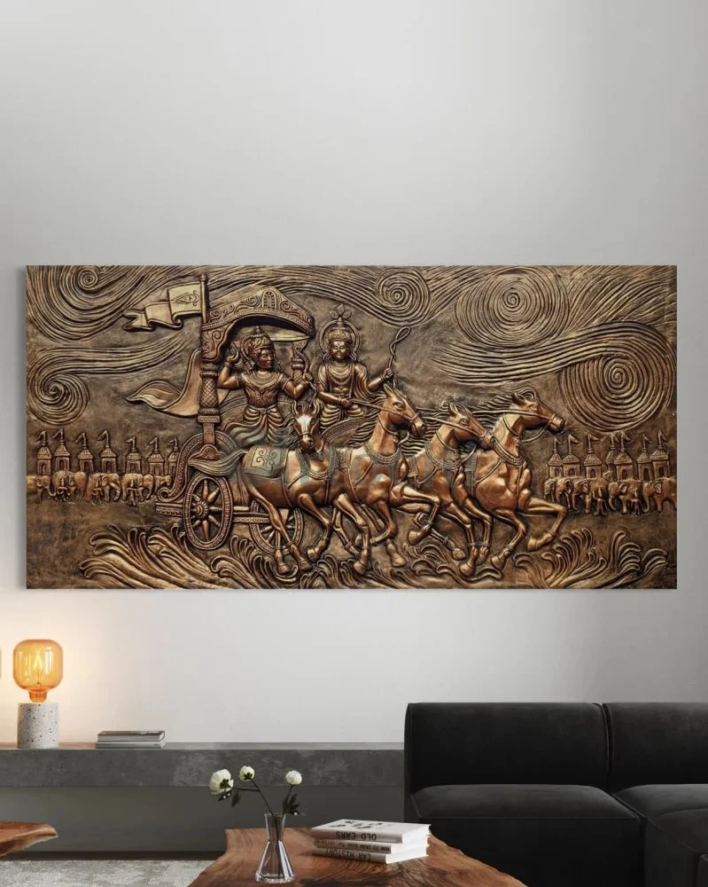 Krishna Arjuna Rath Mahabharat 3D Relief Mural Wall Art(Krishna Arjuna Rath Mahabharat 3d Relief Mural Wall Art) 20 Krishna Arjuna Rath Mahabharat 3D Relief Mural Wall Art(Krishna Arjuna Rath Mahabharat 3d Relief Mural Wall Art) - Image 18