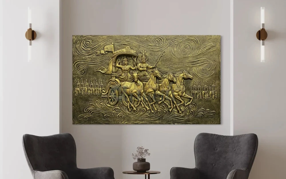 Krishna Arjuna Rath Mahabharat 3D Relief Mural Wall Art(Krishna Arjuna Rath Mahabharat 3d Relief Mural Wall Art) 11 Krishna Arjuna Rath Mahabharat 3D Relief Mural Wall Art(Krishna Arjuna Rath Mahabharat 3d Relief Mural Wall Art) - Image 9