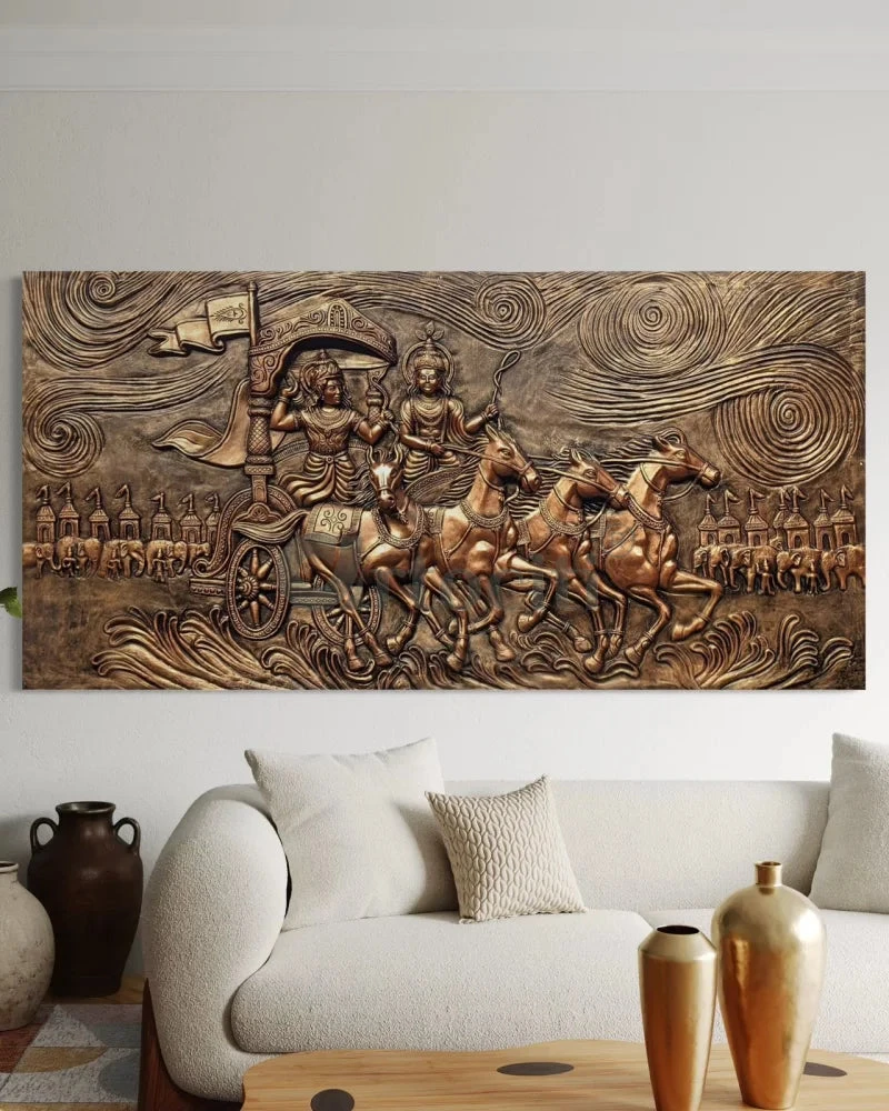 Krishna Arjuna Rath Mahabharat 3D Relief Mural Wall Art(Krishna Arjuna Rath Mahabharat 3d Relief Mural Wall Art) 19 Krishna Arjuna Rath Mahabharat 3D Relief Mural Wall Art(Krishna Arjuna Rath Mahabharat 3d Relief Mural Wall Art) - Image 17
