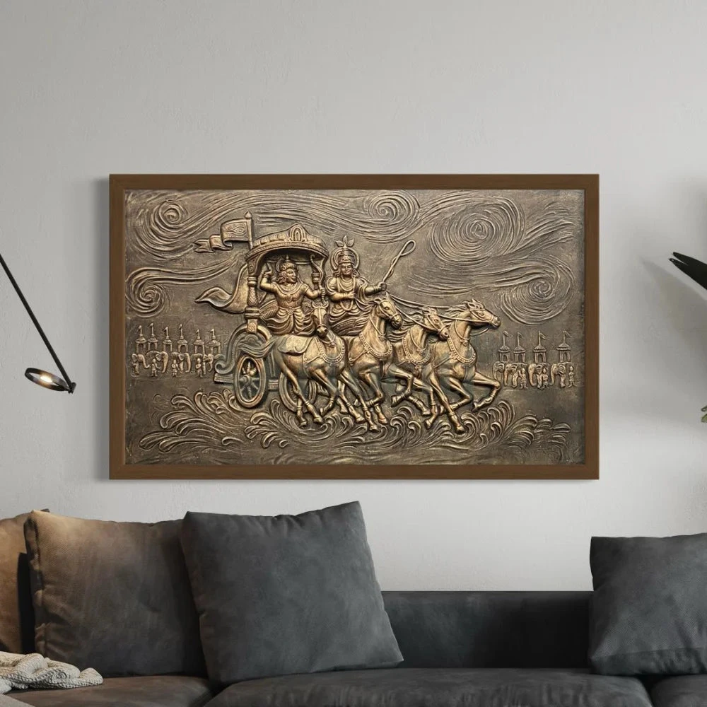 Krishna Arjuna Rath Mahabharat 3D Relief Mural Wall Art(Krishna Arjuna Rath Mahabharat 3d Relief Mural Wall Art) 12 Krishna Arjuna Rath Mahabharat 3D Relief Mural Wall Art(Krishna Arjuna Rath Mahabharat 3d Relief Mural Wall Art) - Image 10