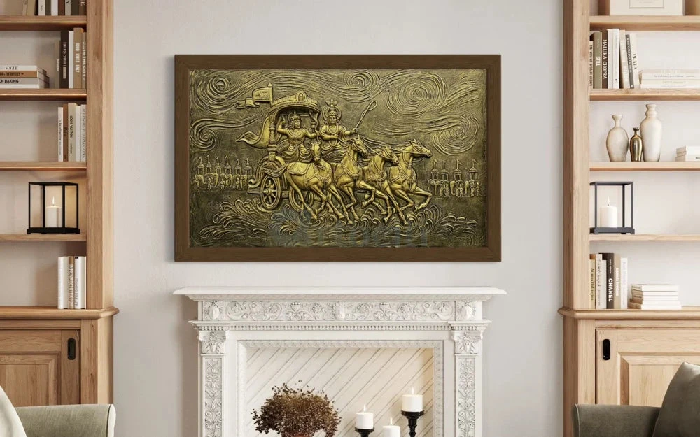 Krishna Arjuna Rath Mahabharat 3D Relief Mural Wall Art(Krishna Arjuna Rath Mahabharat 3d Relief Mural Wall Art) 4 Krishna Arjuna Rath Mahabharat 3D Relief Mural Wall Art(Krishna Arjuna Rath Mahabharat 3d Relief Mural Wall Art) - Image 2