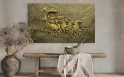 Krishna Arjuna Rath Mahabharat 3D Relief Mural Wall Art(Krishna Arjuna Rath Mahabharat 3d Relief Mural Wall Art) 27 Krishna Arjuna Rath Mahabharat 3D Relief Mural Wall Art(Krishna Arjuna Rath Mahabharat 3d Relief Mural Wall Art) -Artociti Sale Store krishna arjuna rath mahabharat 3d relief mural wall art unframed 3x5 feet golden 637