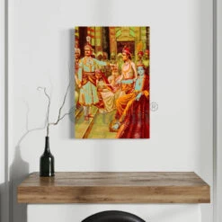 Krishna As Envoy By Raja Ravi Varma Famous Canvas Painting(Krishna As Envoy By Raja Ravi Varma Famous Canvas Painting) -Artociti Sale Store krishna as envoy by raja ravi varma famous canvas painting 18x12 inch 773