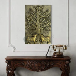 Krishna Cow Pichwai With Tree Of Life 3D Relief Mural Wall Art(Pichwai Cow With Tree Of Life 3d Relief Mural Wall Art Ready To Hang) -Artociti Sale Store krishna cow pichwai with tree of life 3d relief mural wall art 238