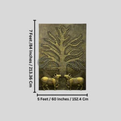 Krishna Cow Pichwai With Tree Of Life 3D Relief Mural Wall Art(Pichwai Cow With Tree Of Life 3d Relief Mural Wall Art Ready To Hang) -Artociti Sale Store krishna cow pichwai with tree of life 3d relief mural wall art 244