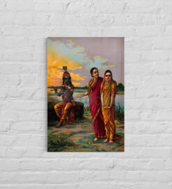 Krishna Declaring Love For Radha By Raja Ravi Varma Famous Canvas Painting(Krishna Declaring His Love For Radha Manini Radha By Raja Ravi Varma Famous Canvas Painting)
