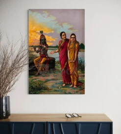 Krishna Declaring Love For Radha By Raja Ravi Varma Famous Canvas Painting(Krishna Declaring His Love For Radha Manini Radha By Raja Ravi Varma Famous Canvas Painting) -Artociti Sale Store krishna declaring love for radha by raja ravi varma famous canvas painting verma 855