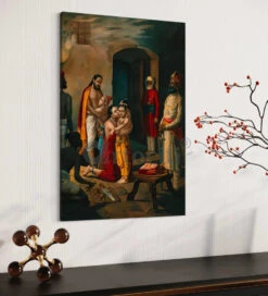 Krishna Freeing His Parents From Prison By Raja Ravi Varma Famous Canvas Painting(Krishna Freeing His Parents Vasudeo And Devki From Prison By Raja Ravi Varma Famous Canvas Painting) -Artociti Sale Store krishna freeing his parents from prison by raja ravi varma famous canvas painting 30x20 inches verma 312
