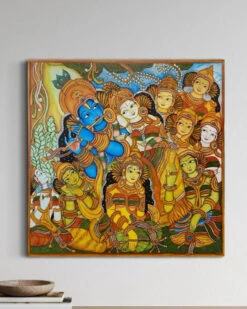 Krishna With Gopikas | Traditional Kerala Mural Canvas Painting(Krishna With Gopikas Traditional Kerala Mural Canvas Painting) 9 Krishna With Gopikas | Traditional Kerala Mural Canvas Painting(Krishna With Gopikas Traditional Kerala Mural Canvas Painting) -Artociti Sale Store krishna with gopikas traditional kerala mural canvas painting 20x20 inch 543