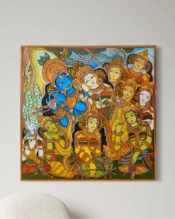 Krishna With Gopikas | Traditional Kerala Mural Canvas Painting(Krishna With Gopikas Traditional Kerala Mural Canvas Painting) 8 Krishna With Gopikas | Traditional Kerala Mural Canvas Painting(Krishna With Gopikas Traditional Kerala Mural Canvas Painting) -Artociti Sale Store krishna with gopikas traditional kerala mural canvas painting 365