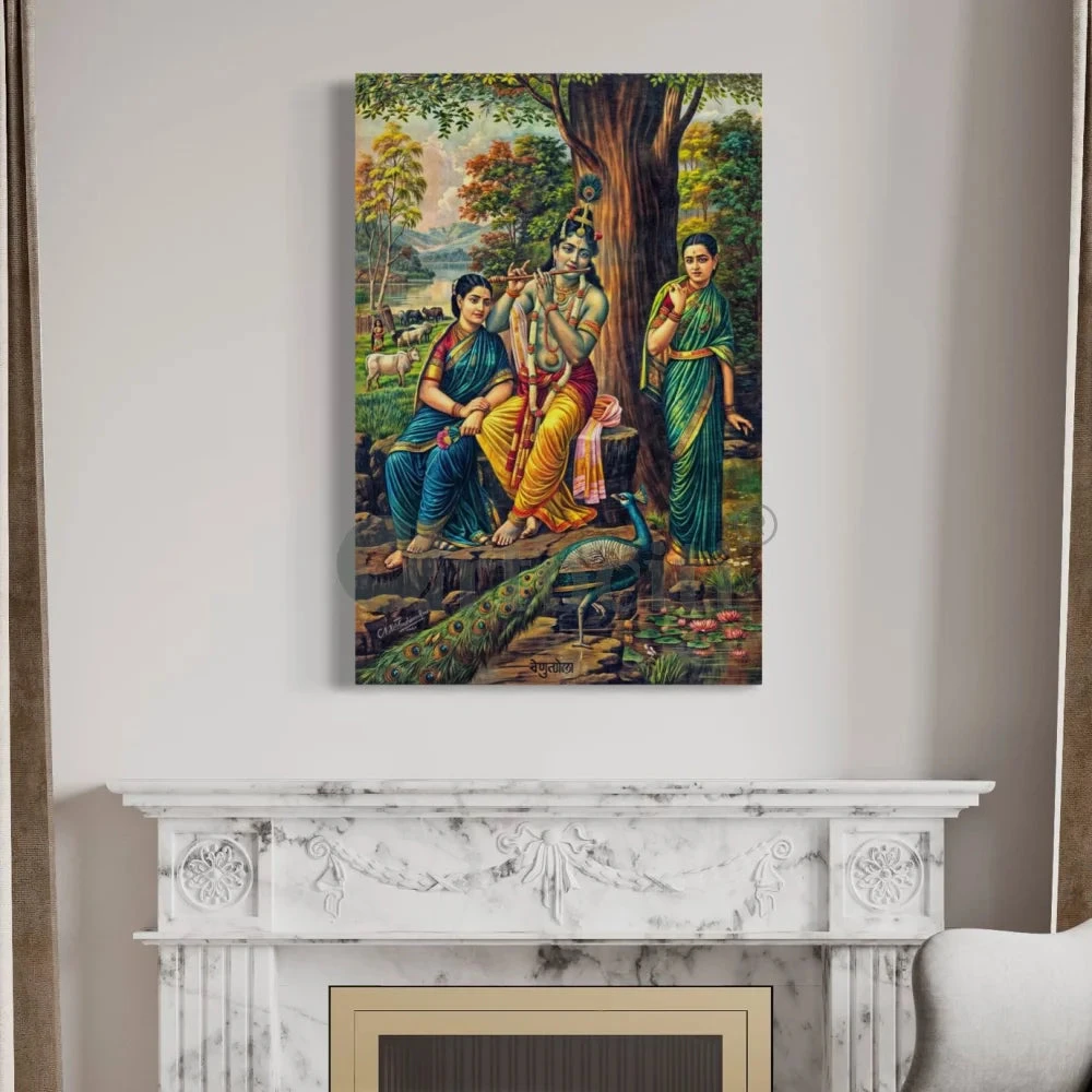 Krishna With Gopis Venulola Art By Raja Ravi Varma Famous Canvas Painting(Krishna With Gopis Venulola Art By Raja Ravi Varma Famous Canvas Painting) 4 Krishna With Gopis Venulola Art By Raja Ravi Varma Famous Canvas Painting(Krishna With Gopis Venulola Art By Raja Ravi Varma Famous Canvas Painting) - Image 2