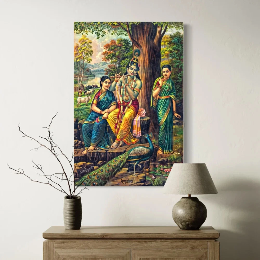 Krishna With Gopis Venulola Art By Raja Ravi Varma Famous Canvas Painting(Krishna With Gopis Venulola Art By Raja Ravi Varma Famous Canvas Painting) 3 Krishna With Gopis Venulola Art By Raja Ravi Varma Famous Canvas Painting(Krishna With Gopis Venulola Art By Raja Ravi Varma Famous Canvas Painting)