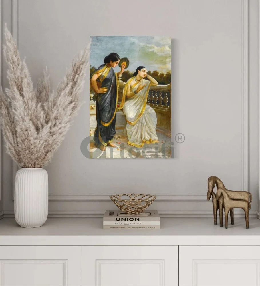 Ladies In Moonlight By Raja Ravi Varma Famous Canvas Painting(Ladies In The Moonlight By Raja Ravi Varma Famous Canvas Painting) 4 Ladies In Moonlight By Raja Ravi Varma Famous Canvas Painting(Ladies In The Moonlight By Raja Ravi Varma Famous Canvas Painting) - Image 2