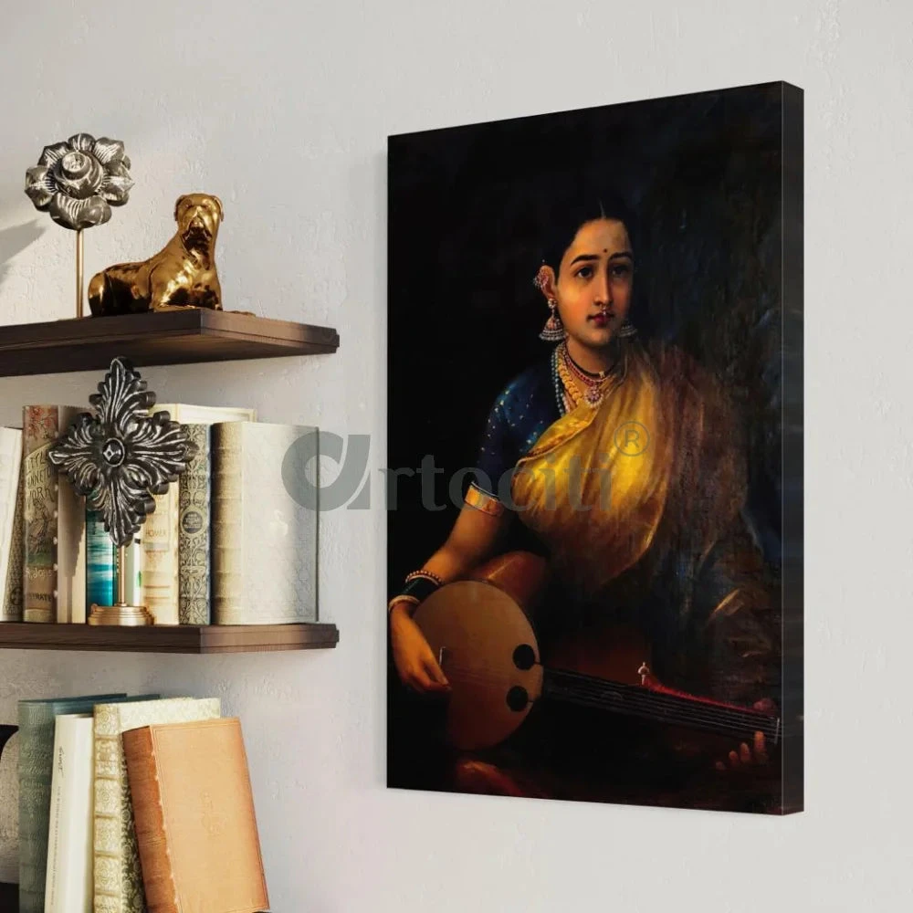 Lady Playing The Swarbat By Raja Ravi Varma Famous Canvas Painting(A Lady Playing The Swarbat By Raja Ravi Varma Famous Canvas Painting) 5 Lady Playing The Swarbat By Raja Ravi Varma Famous Canvas Painting(A Lady Playing The Swarbat By Raja Ravi Varma Famous Canvas Painting) - Image 3