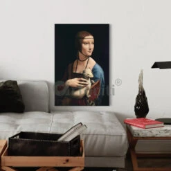 Lady With An Ermine By Leonardo Da Vinci World Famous Painting(Elegant Reproduction Lady With An Ermine By Leonardo Da Vinci Canvas Giclee Print World Famous Painting) -Artociti Sale Store lady with an ermine by leonardo da vinci world famous painting 356