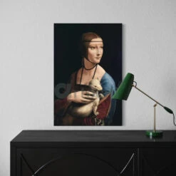 Lady With An Ermine By Leonardo Da Vinci World Famous Painting(Elegant Reproduction Lady With An Ermine By Leonardo Da Vinci Canvas Giclee Print World Famous Painting)