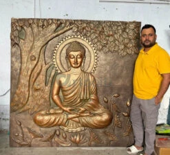 Large Size Buddha Under Tree 3D Relief Mural(Copy Of Large Size Buddha Under Tree 3d Relief Mural In Bronze Golden In Size 6x6 Feet) -Artociti Sale Store large size buddha under tree 3d relief mural 193