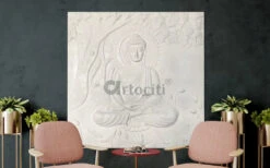 Large Size Buddha Under Tree 3D Relief Mural(Copy Of Large Size Buddha Under Tree 3d Relief Mural In Bronze Golden In Size 6x6 Feet) -Artociti Sale Store large size buddha under tree 3d relief mural 296