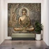 Large Size Buddha Under Tree 3D Relief Mural(Copy Of Large Size Buddha Under Tree 3d Relief Mural In Bronze Golden In Size 6x6 Feet)