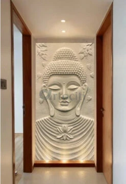 Large Size Calm And Peaceful Buddha 3D Relief Mural(Large Size 6x3 Feet Buddha Face 3d Relief Mural) -Artociti Sale Store large size calm and peaceful buddha 3d relief mural 277
