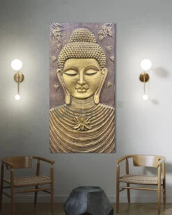 Large Size Calm And Peaceful Buddha 3D Relief Mural(Large Size 6x3 Feet Buddha Face 3d Relief Mural) -Artociti Sale Store large size calm and peaceful buddha 3d relief mural 466