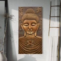 Large Size Calm And Peaceful Buddha 3D Relief Mural(Large Size 6x3 Feet Buddha Face 3d Relief Mural) -Artociti Sale Store large size calm and peaceful buddha 3d relief mural 836